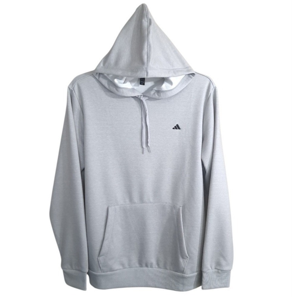 Adidas Men's Hoodie Size L Pullover Sweater Light Gray Drawstring‎ Pockets